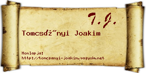 Tomcsányi Joakim névjegykártya